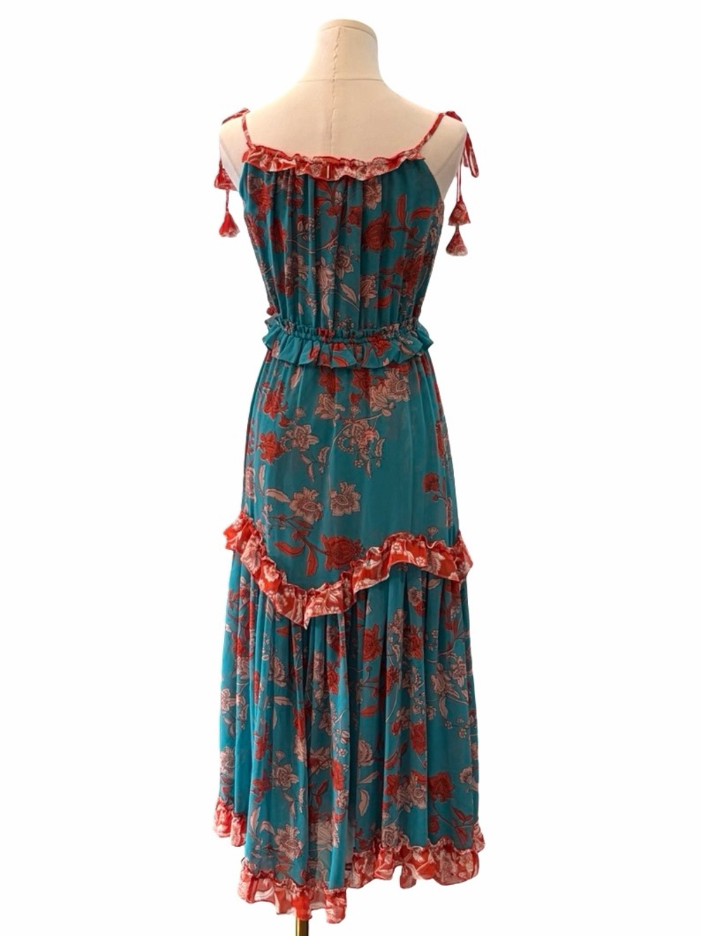 Misa Women's Teal Floral Ruffle Floral Nati Maxi Dress Size XS - Picture 5 of 9